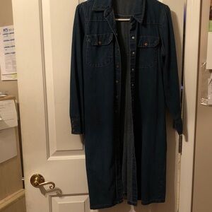 Classic Dark Blue Denim Longline Jacket